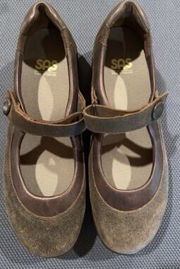 SAS Step Out Womens 9.5 M Brown Suede Leather Mary Jane Comfort Shoes USA
